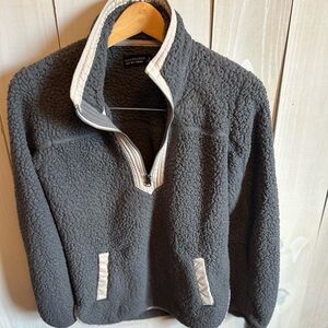 Abercrombie & Fitch Gray Sherpa Quarter-Zip Pullover